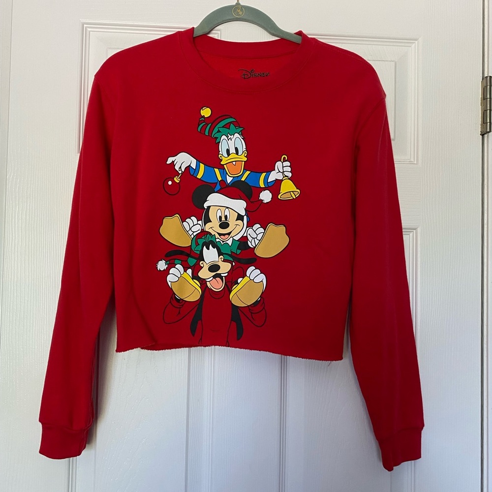 Women’s Disney Red Cropped Christmas Sweater